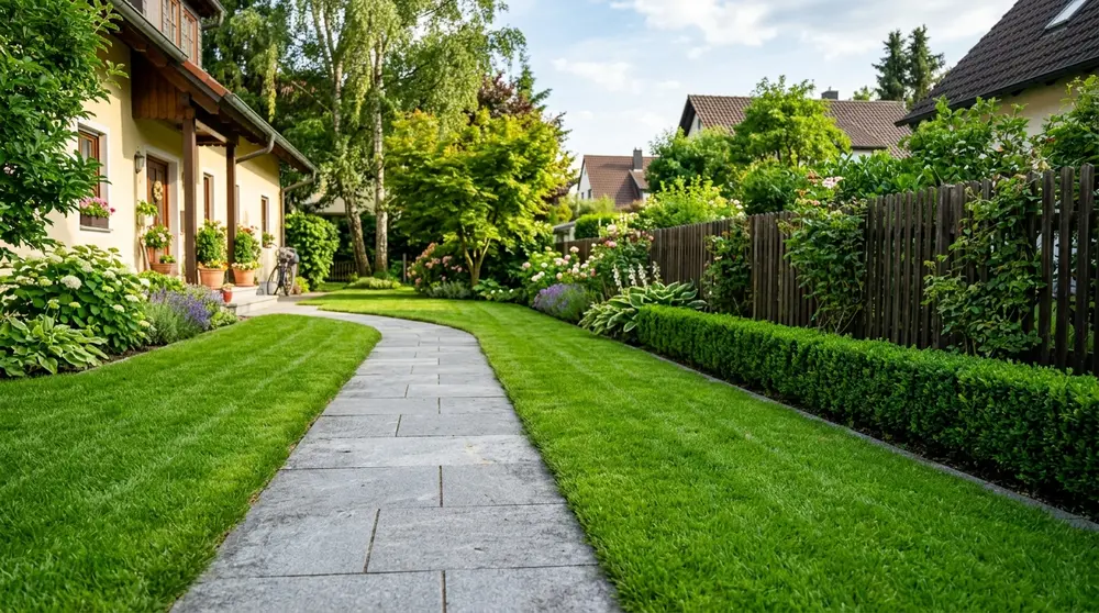 Gartenweg mit sauber gestochenen Rasenkanten